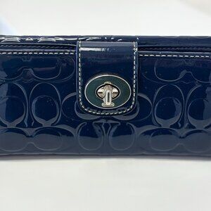 COACH wallet Navy Patton Leather
